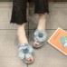 Women Summer Casual Flowers Peep Toe Flat Platform Slippers