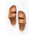 Gina Tan Leather Buckle Slide