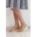 Lazarus Tan Leather Espadrille Wedge