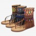 LOSTISY Women Embroidery Clip Toe Back Zipper Mid Claf Flat Sandals