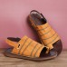 LOSTISY Hook Loop Clip Toe Handmade Stitching Casual Non Slip Slingback Sandals