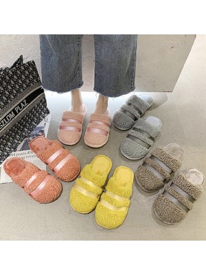 Women Warmed Lined Non Slip Home Plush Cotton Slippers