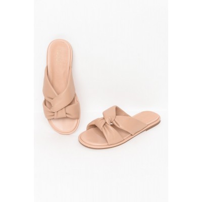 Victoria Nude Leather Crossover Slide