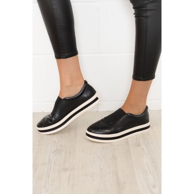 Pour Black Leather Slip On Sneaker