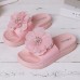 Women Summer Casual Flowers Peep Toe Flat Platform Slippers