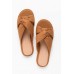 Victoria Tan Linen Crossover Slide