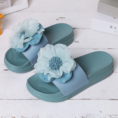 Women Summer Casual Flowers Peep Toe Flat Platform Slippers