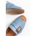 Francesca Blue Leather Buckle Slide