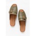 Francesca Khaki Leather Buckle Slide