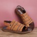 LOSTISY Hook Loop Clip Toe Handmade Stitching Casual Non Slip Slingback Sandals