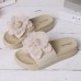 Women Summer Casual Flowers Peep Toe Flat Platform Slippers