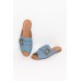 Francesca Blue Leather Buckle Slide